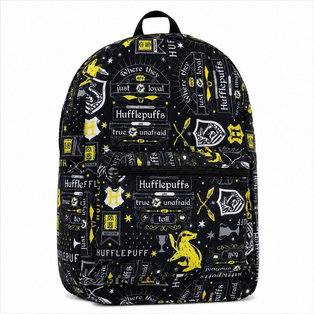 Harry Potter Hufflepuff Black Backpack Laptop Sleeve Adjustable Strap Unisex